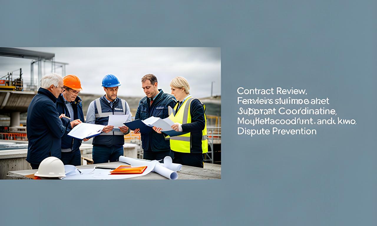 Contractors and suppliers reviewing project paperwork at a worksite meeting in Northern Ireland