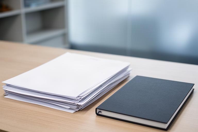 Confidential client papers and a closed notebook arranged on a desk in a quiet consulting office